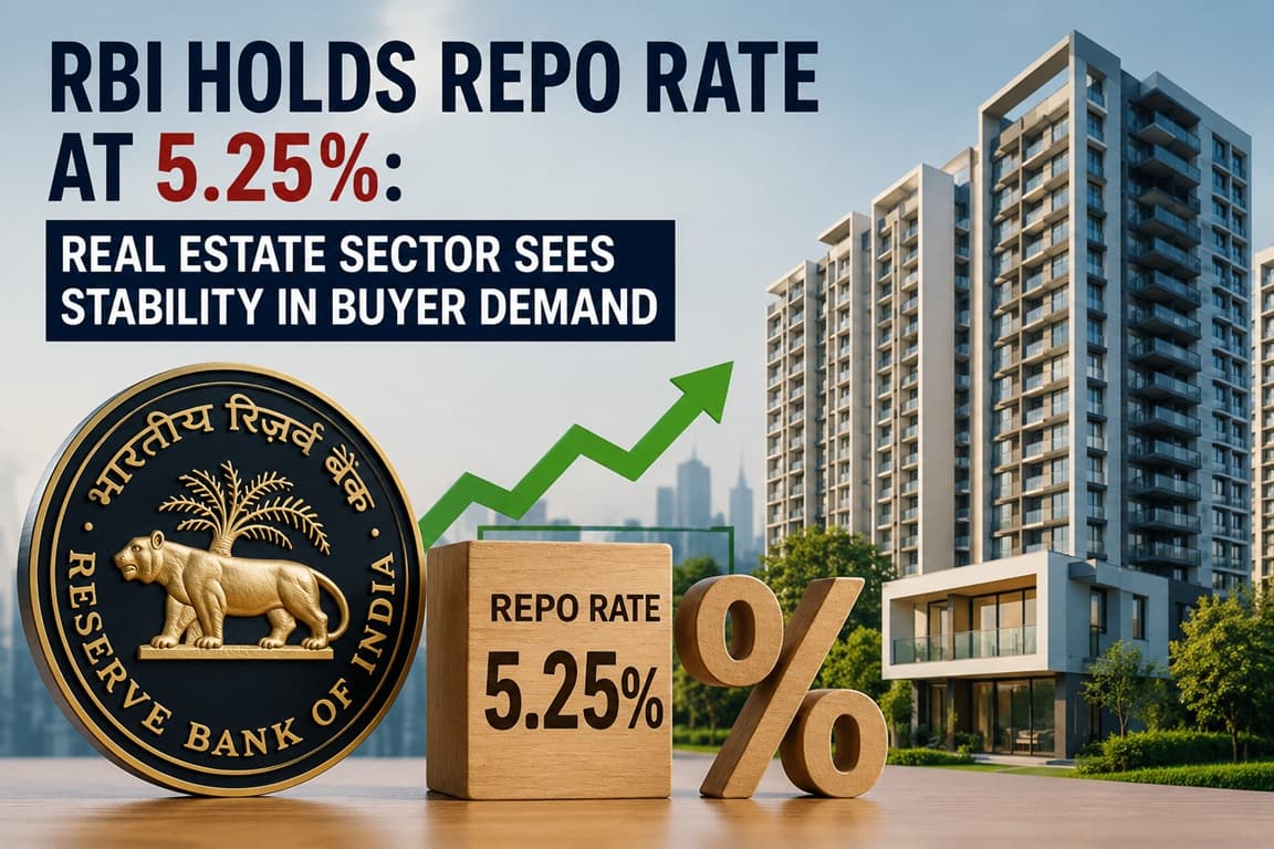 RBI Holds Repo Rate at 5.25%, Real Estate Sector Sees Stability in Buyer Demand